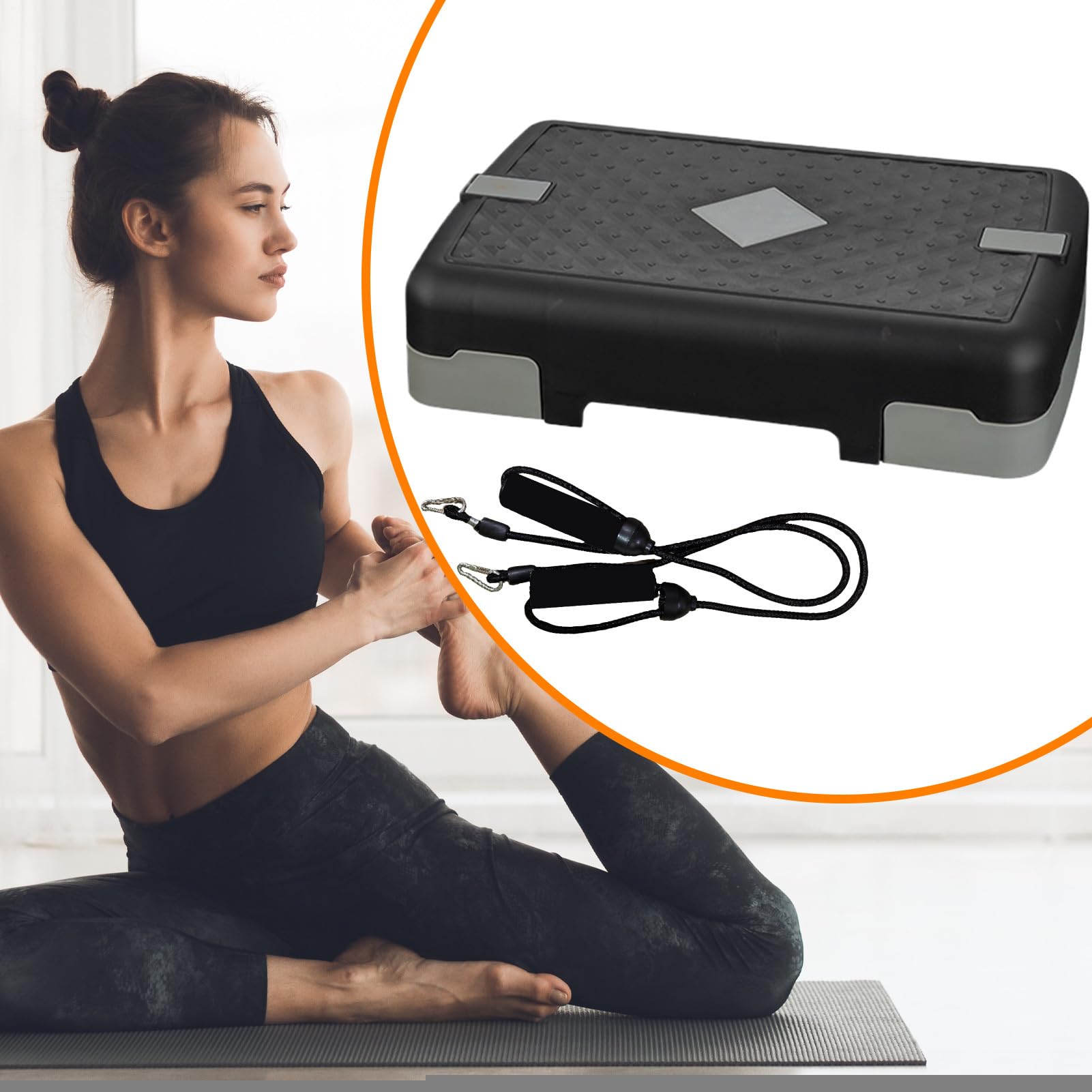 Fitness Step Przenośny podest do ćwiczeń z taśmami naciągowymi