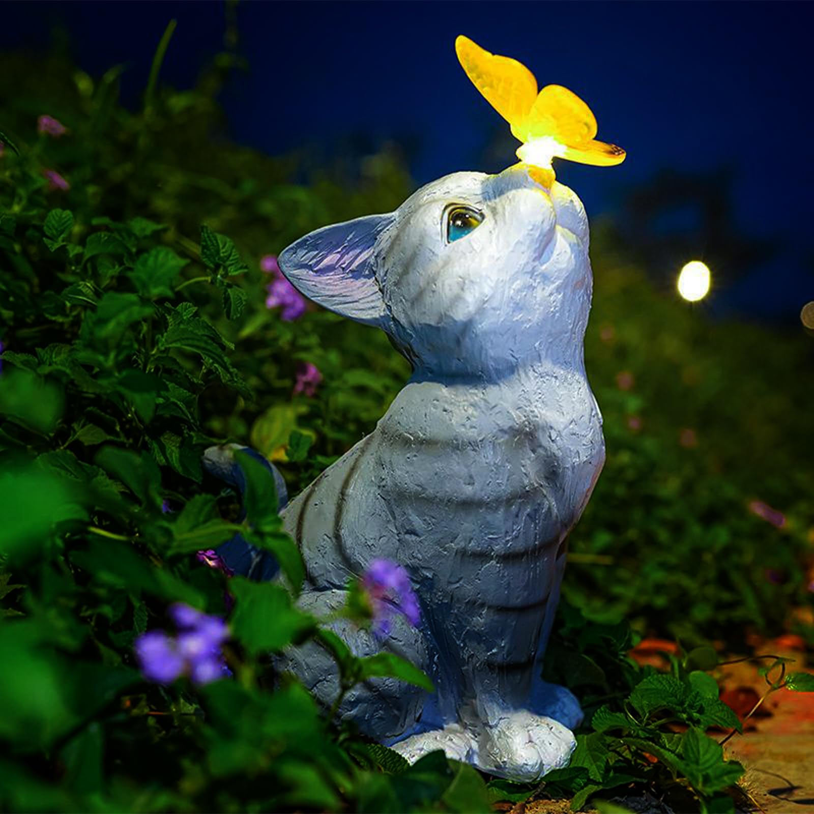 Decorazione di Statue di Gatto da Giardino con Lampada Solare - Statue da Esterno per gli Amanti dei Gatto, Regalo di Inaugurazione della Casa per Patio, Cortile, Giardino