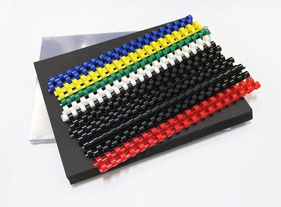 Binditek 120 Pack Binding Covers and Combs kit, Includes 50 Pcs 8mil Clear PVC, 20 Pcs 1/2 Binding Combs, 50 Black Paper Covers, for Letter Size