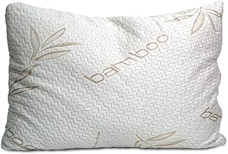 Sleepsia Bamboo Pillow Standard Size - Shredded Memory Foam Bed Pillow for Side, Back and Stomach Sleepers - Luxury Pillows for Sleeping for Neck Support with Washable Pillow Cover Pack of 1