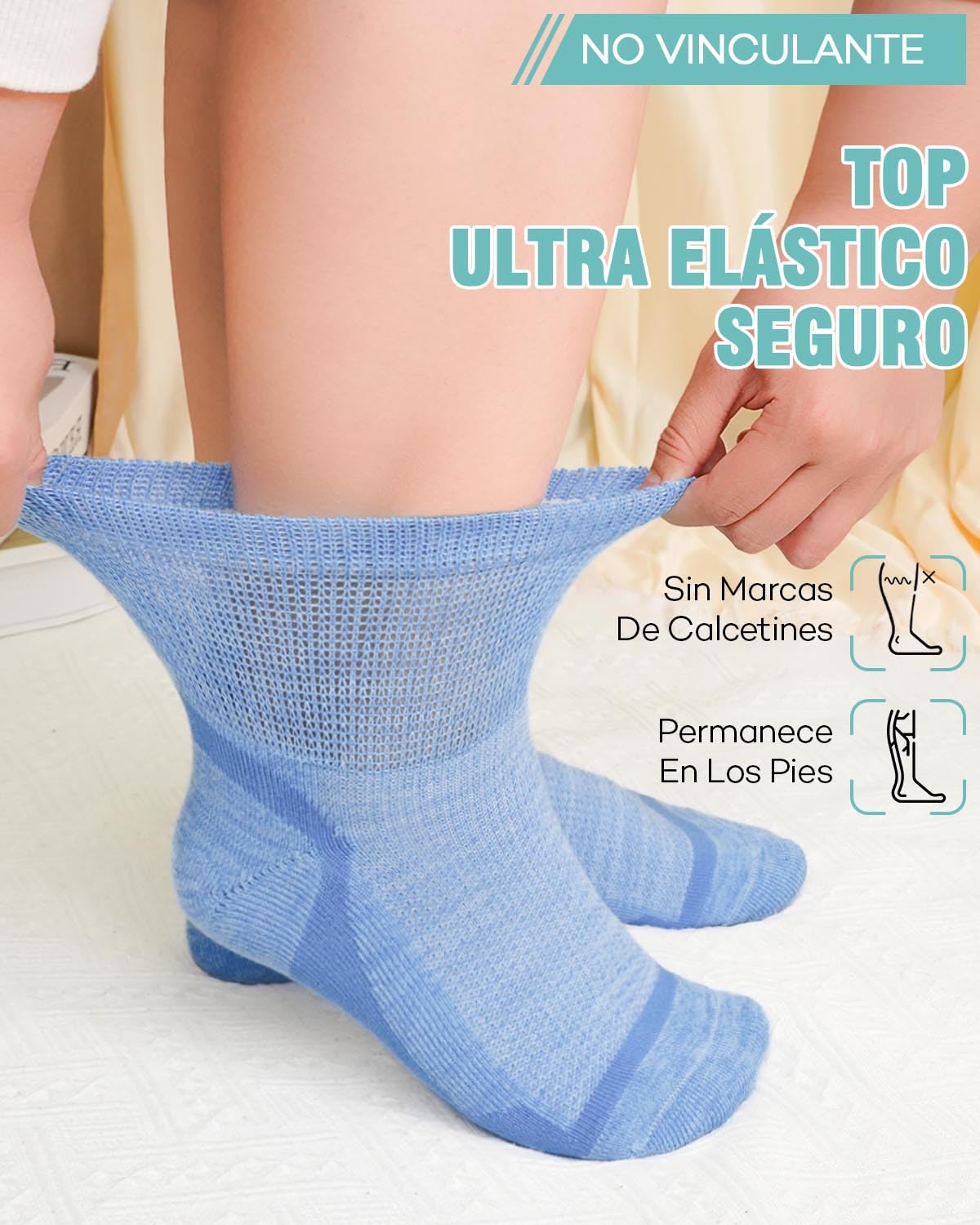 Calcetines Diabeticos Hombre Mujer: Calcetines Bambu Sin Costuras Sin Goma Extra Anchos No Aprietan para Pies Hinchados
