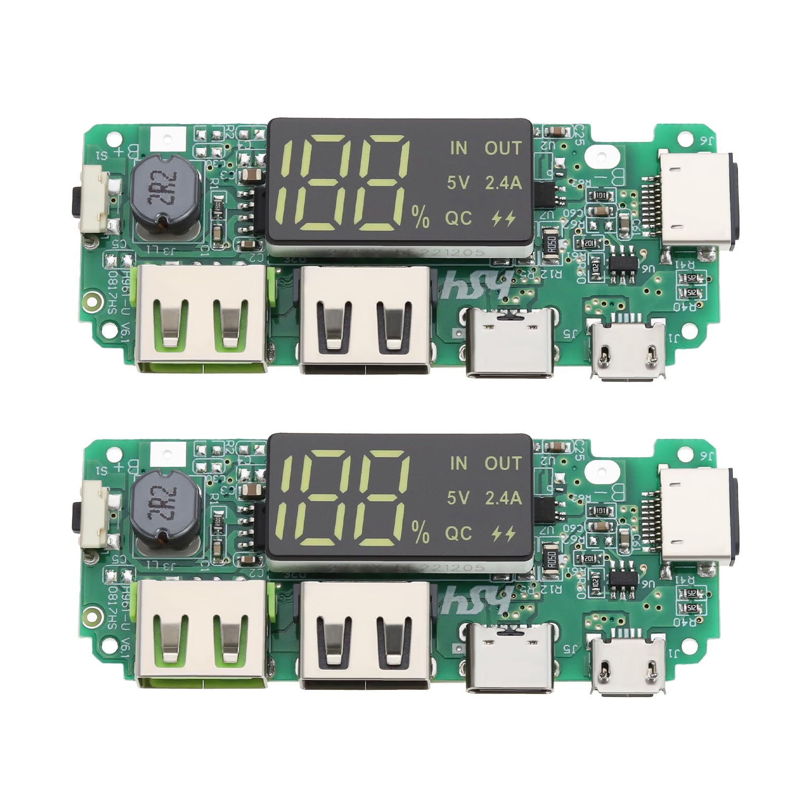LT Easiyl 2Pcs 18650 Lithium Battery Charger 5V 2.4A Dual USB Circuit Board Digital LCD Display Module with Overcharge Overdischarge Short Circuit Protection