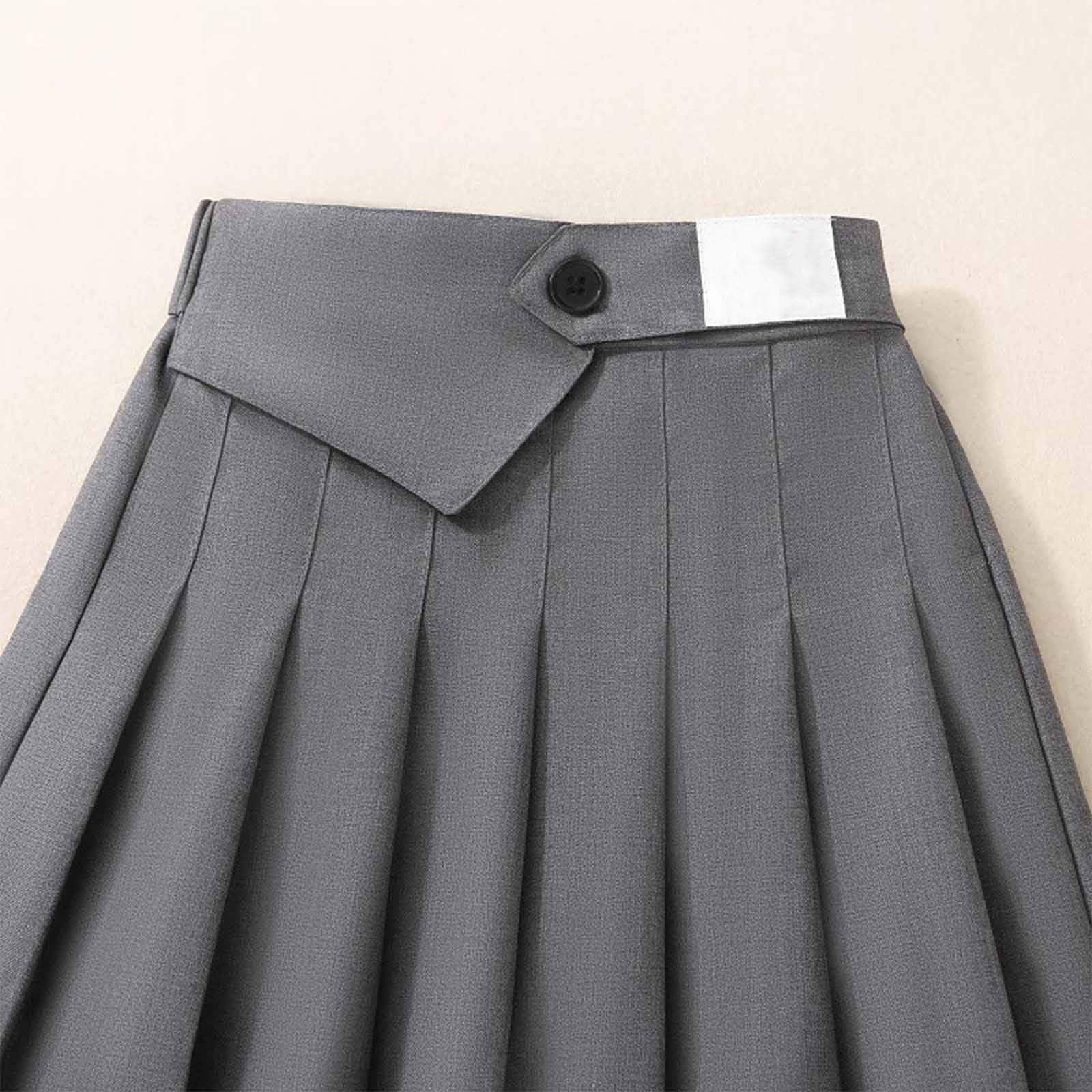 Générique Jupe d'été plissée pour Filles, Style Classique Scolaire, Jupe Courte trapèze épurée, idéale au Quotidien. (Grey, 4-5 Years)