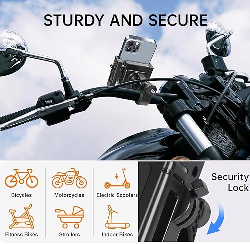 Miniatura 4 de Soporte de teléfono para bicicleta, giratorio de 360, ampliable, universal, para bicicleta, motocicleta, scooter, accesorios para manillar, soporte