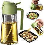 TrendPlain 470ml Bouteille de pulvérisation d'huile d'olive pour Gadgets de cuisine - 2 en 1 Bouteille de distributeur d'huile d'olive et Air Accessoires pour la cuisine, la salade et BBQ - noir