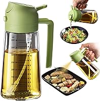 Vista 12 de TrendPlain - Pulverizador de aceite de oliva de vidrio de 16oz/470ml para cocinar – Botella dispensadora de aceite de oliva 2 en 1 para accesorios