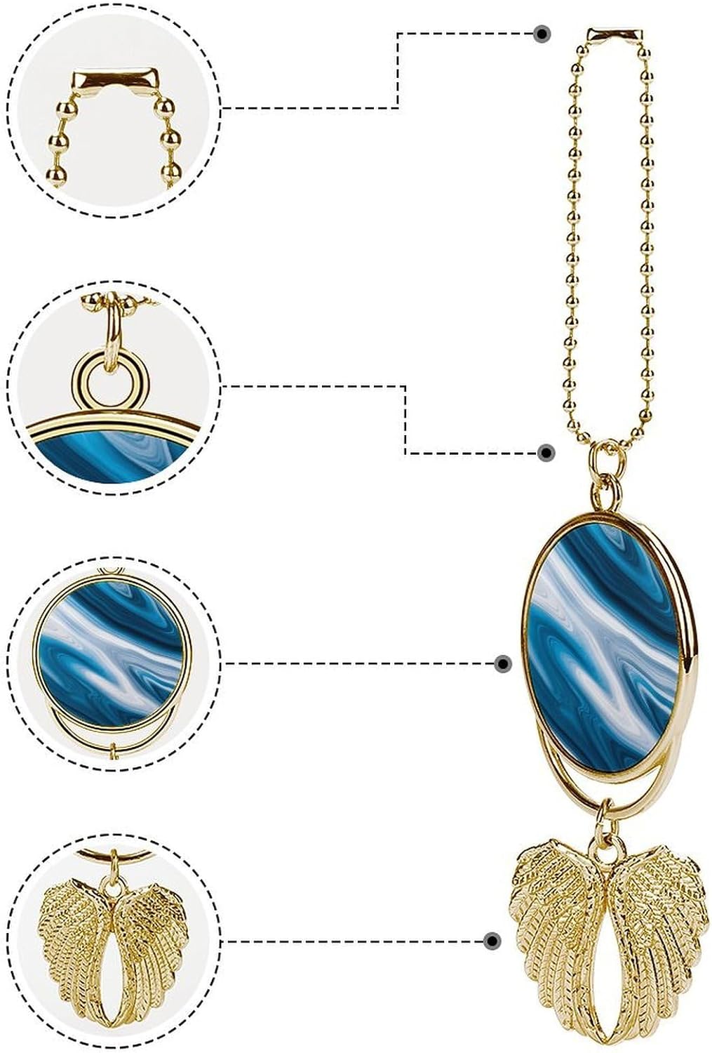 Marble Theme Guardian Angel Car Charm for Rear View Mirror image 3