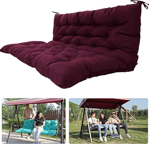 Miniatura 12 de Cojines de columpio para porche, cojines de columpio de 55 pulgadas para muebles de exterior, impermeables, repuesto de cojín grueso mejorado,