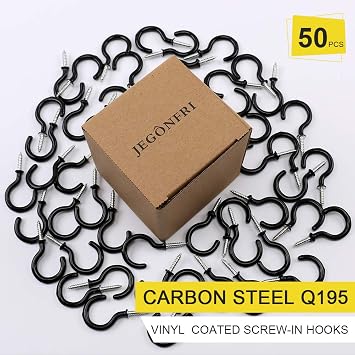 JEGONFRI 50 PCS Ceiling Hooks, 1-1/4 Vinyl Coated Hooks for Hanging Plants