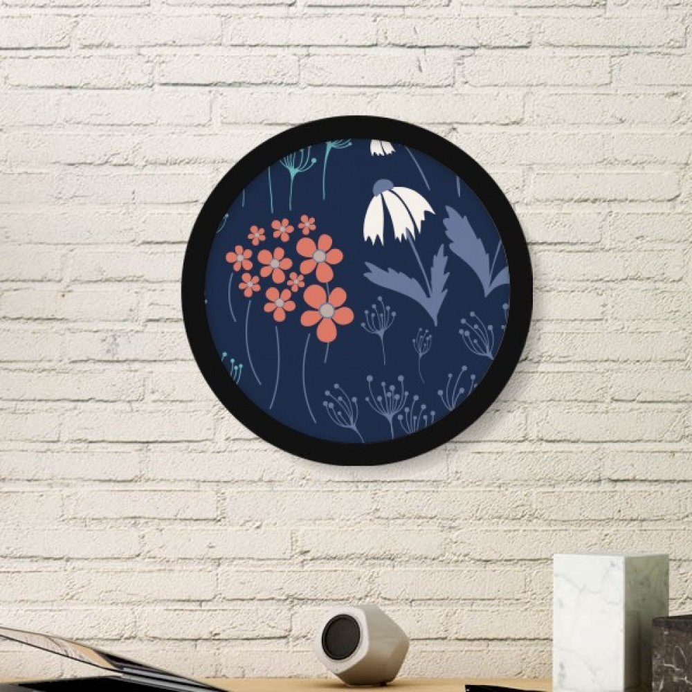 Cadre photo rond en bois noir avec peinture de fleur bleu poudre DIYthinker pour décor