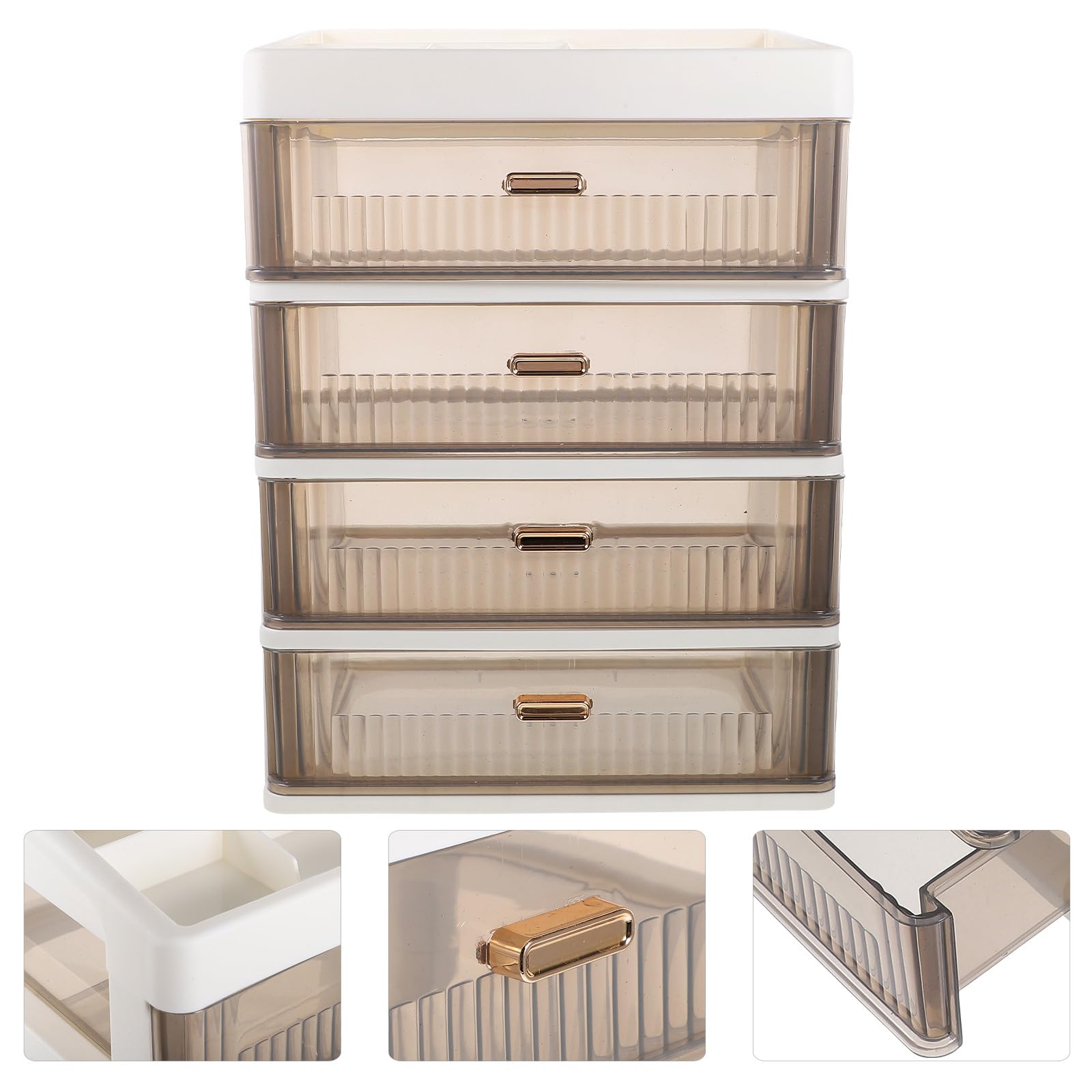 Cajonera multifuncional de plástico transparente para almacenamiento de cosméticos de oficina y papelería, ideal para el hogar y el espacio de trabajo