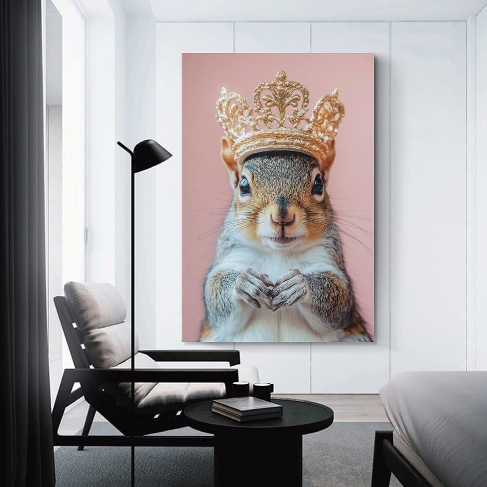 Junmoney Squirrel King Decorative Wall Artwork, 20x30inch(50x75cm), for Corridors, Hallways Or Apartment Entries, Home Artwork for First Impressions