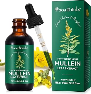 Mullein Drops for Lungs, Mullein Leaf Extract for Lungs, Mullein Leaf Tincture Drops, Powerful Mullein Leaf Liquid Extract Drops, Vegan Mullein Leaf Sublingual Fast Absorption, 2 OZ