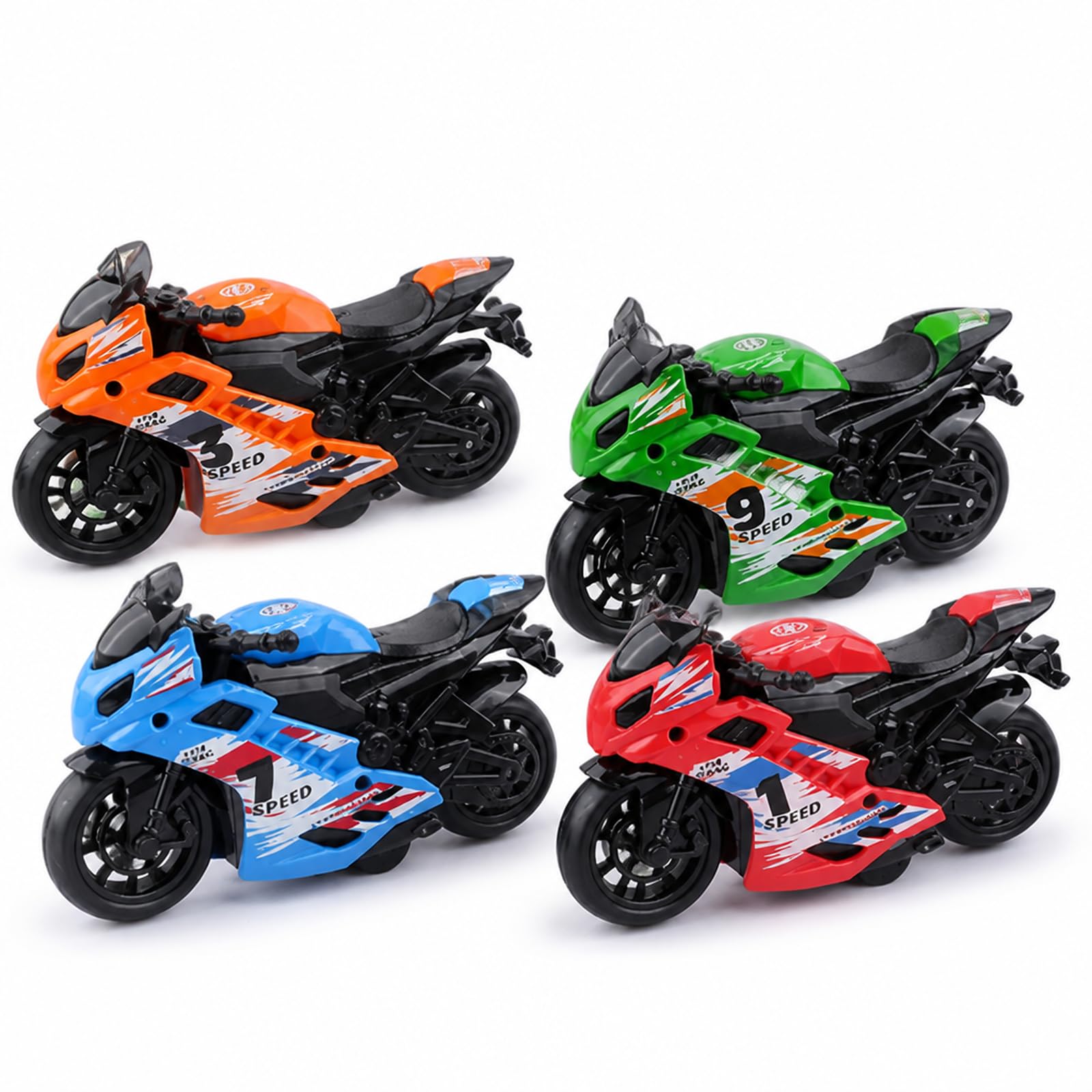 Buuraqq 4Pcs Mini Motorbike Set, Pull Back Motorcycles, Random Colours