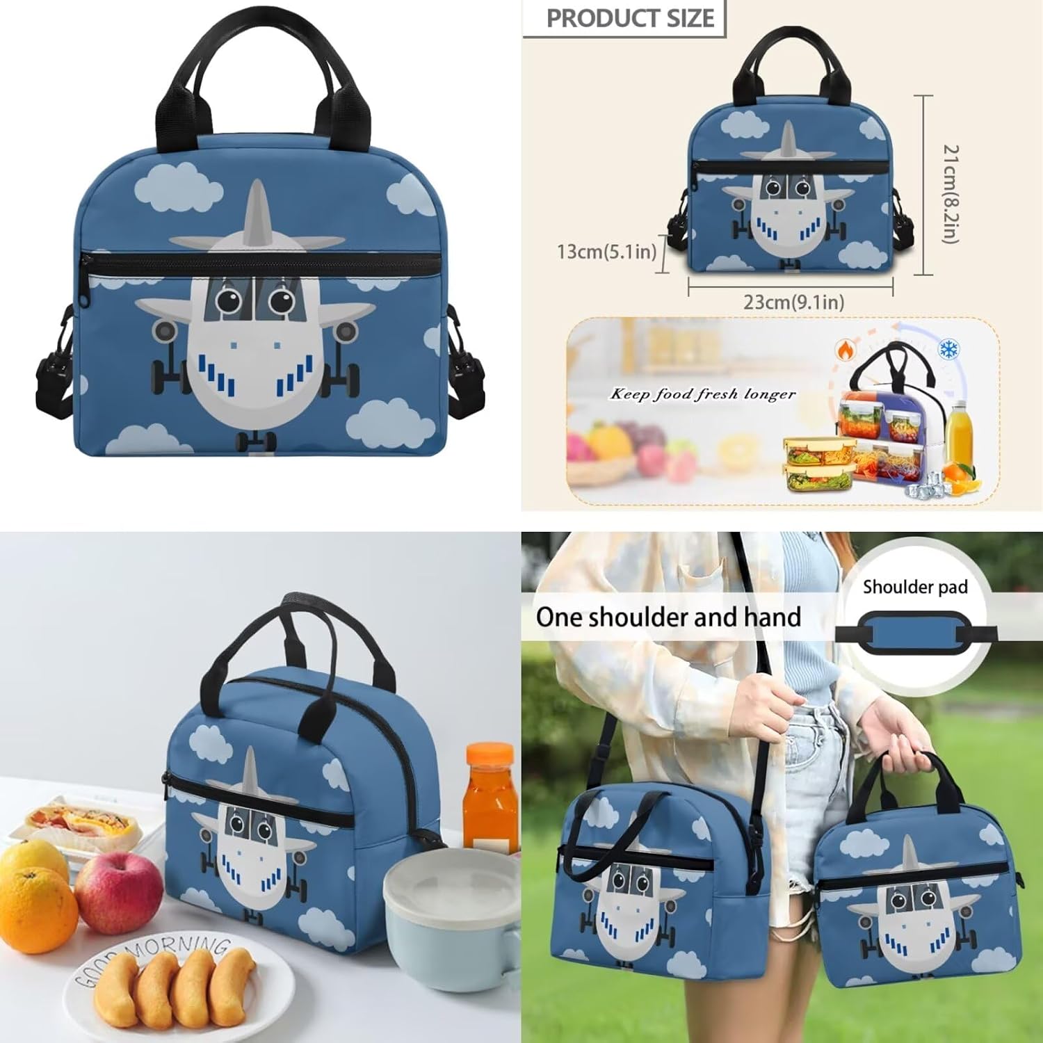 ZOUTAIRONG Pink Cow Print 5 Piece Backpacks for School Large Capacity Kids Schoolbag and Lunch Bag Airplane Print Casual Double Zipper 17 Inch Backpack for School