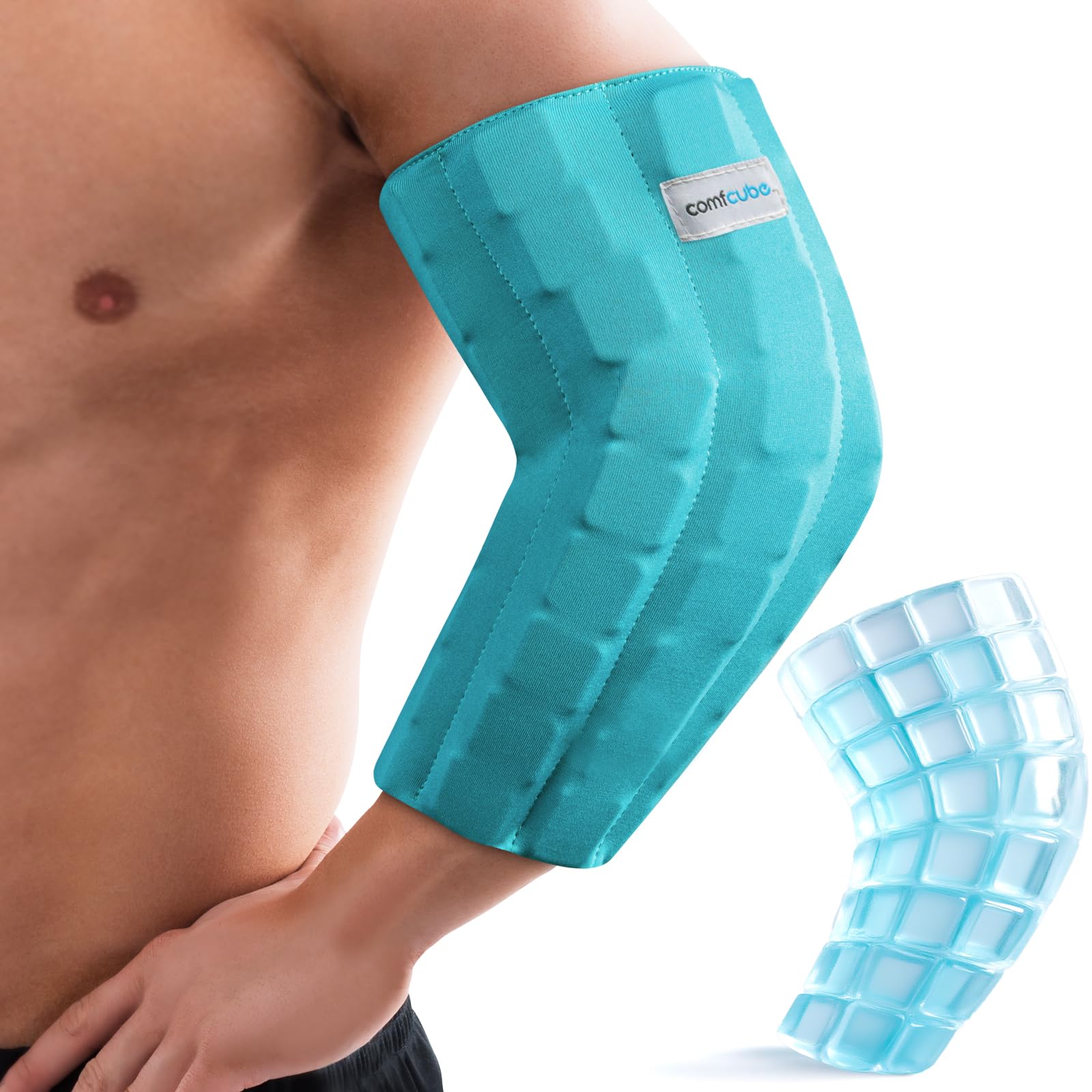 Comfcube Elbow Ice Pack for Tendonitis & Tennis Elbow, 2 Hours Long Lasting Cold Compression Ice Pack Wrap Sleeve Pain Relief for Arthritis, Injuries, Swelling, Golfers Arm