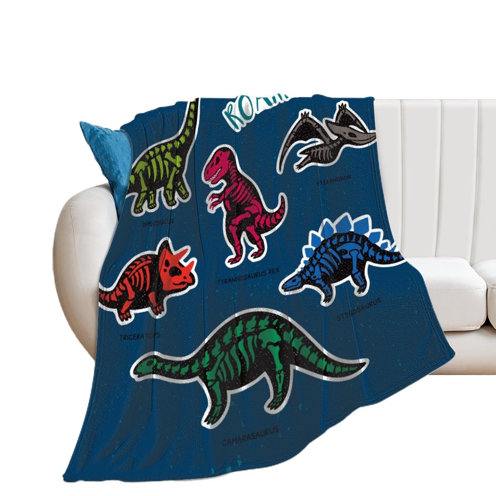 Plaid canapé dinosaure en peluche douce pour vos soirées cinéma