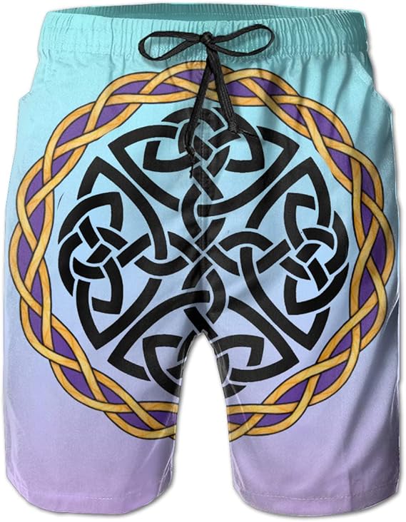 Celtic Cross Knot Irish Shield Warrior Mens Swim Trunks Quick Dry