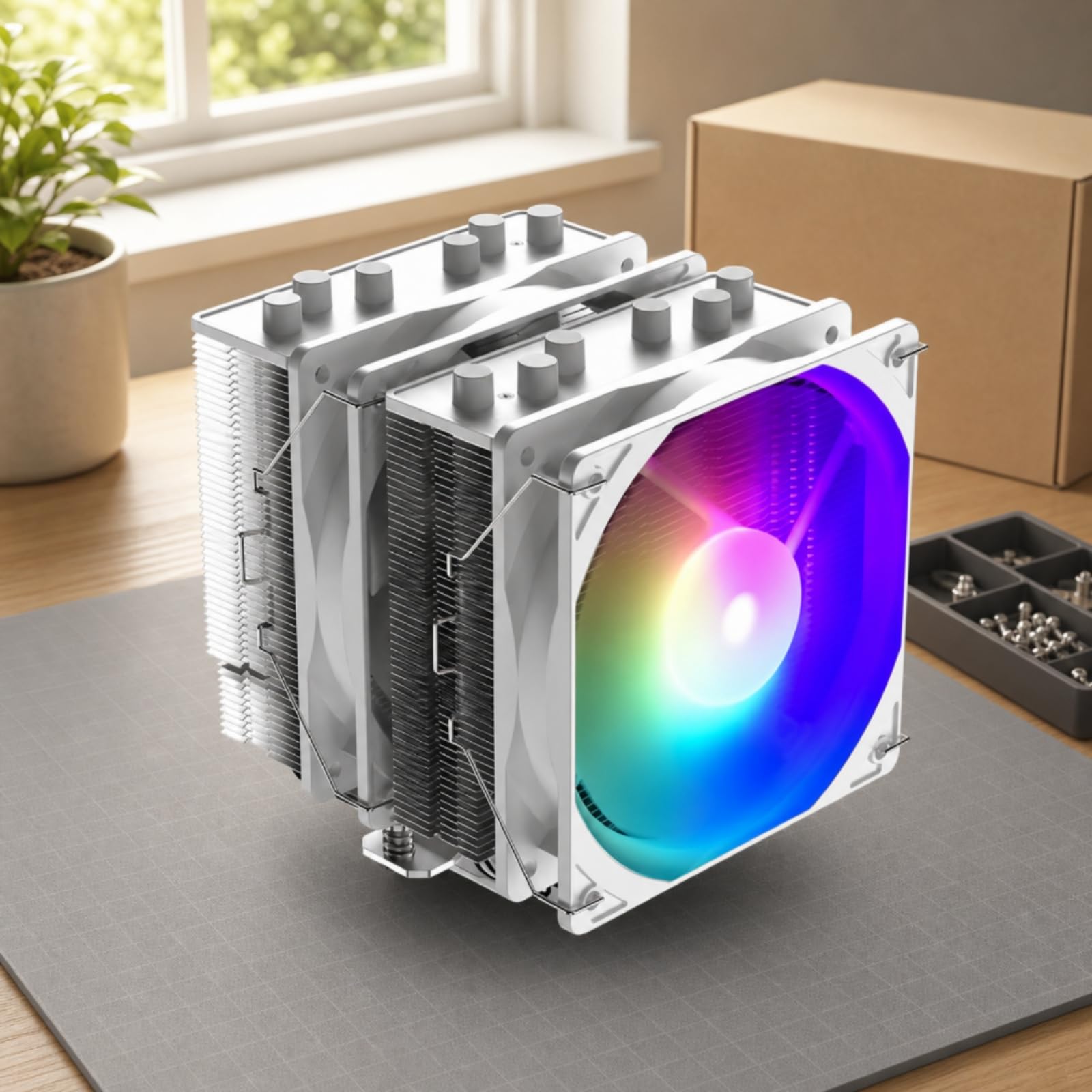 Refrigerador CPU Doble Torre Compacto Disipador Térmico CPU con Dos Ventiladores Antivibración Disipador con Dos Ventiladores para Jugadores, SE-55 ARGB Negro