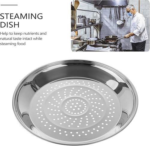 Miniatura 5 de Yardwe Plato de vapor de acero inoxidable para cocinar al vapor de alimentos gruesos, bandeja de utensilios de cocina con agujeros para olla wok de