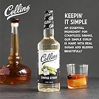 Vista 2 de Collins Jarabe simple, jarabe simple clásico, jarabes de cóctel de azúcar real, sabores de agua de soda, mezcladores de cóctel, 32 onzas, juego de 1