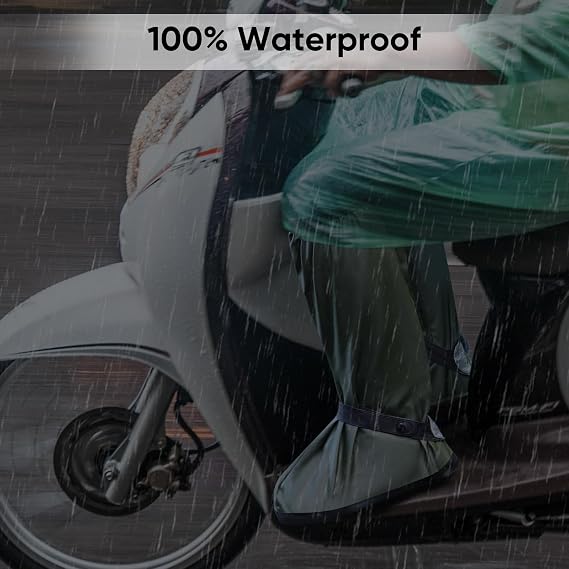 Waterproof Shoe Covers Thickened Reusable& Foldable Rain Boot Shoe Cover Non-Slip with Zipper, Reflector, Men Women Rain Gear, Black