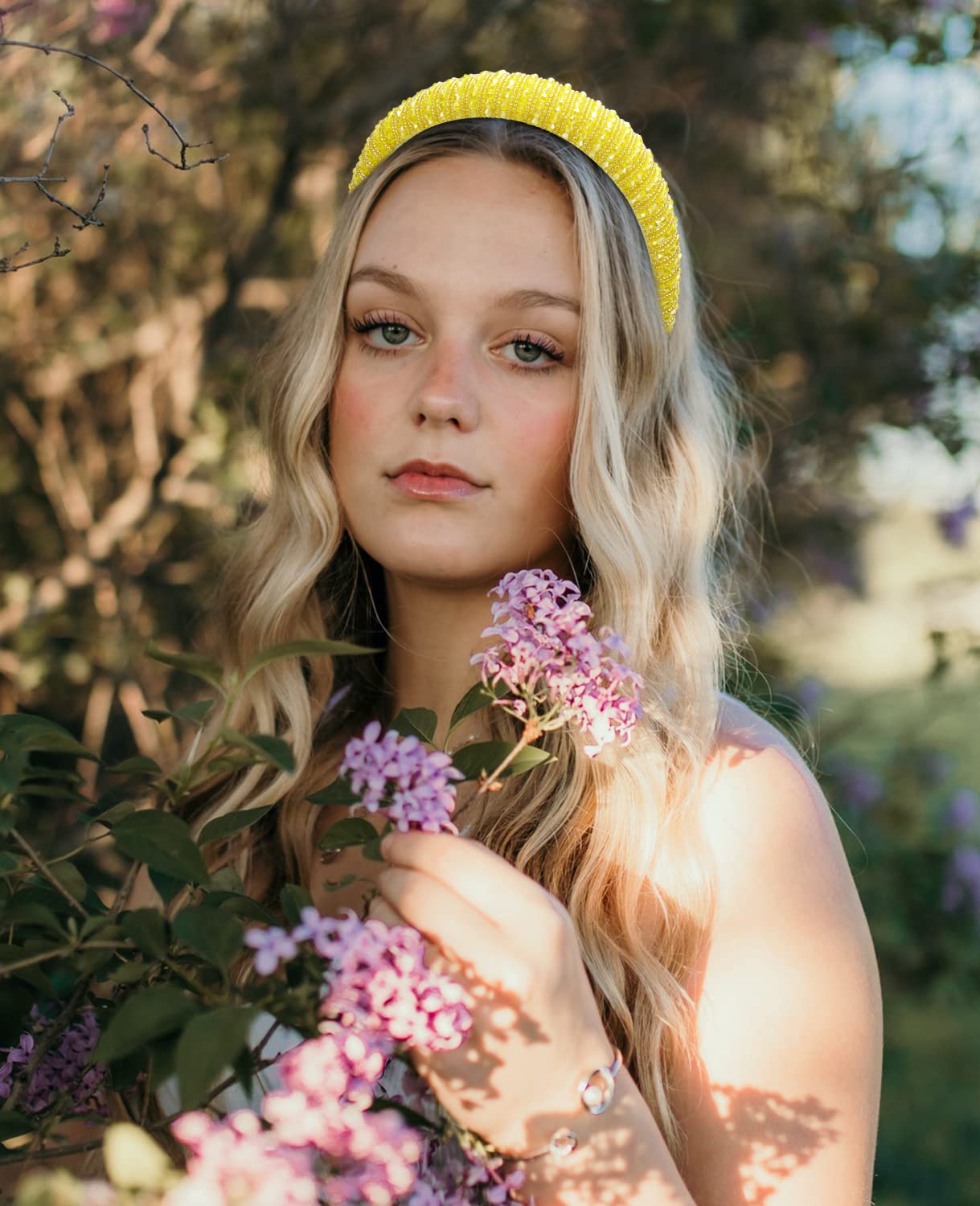 Amazon.com : Wecoe Yellow Headband Fashion Rhinestone Padded  display picture 1
