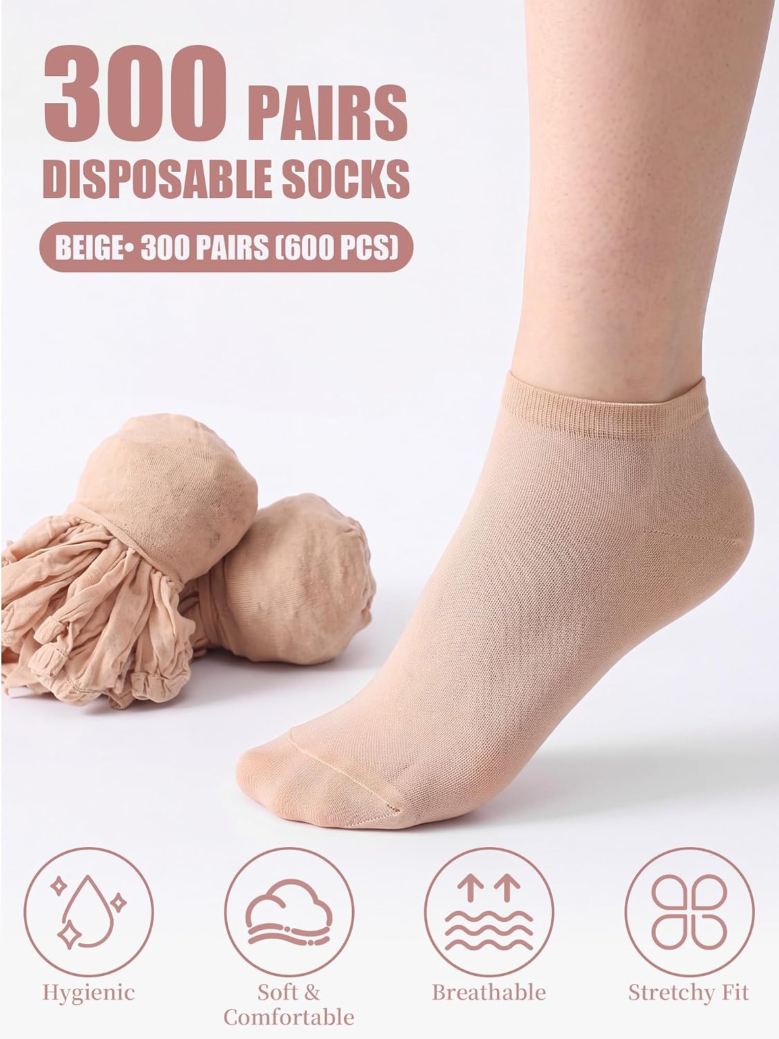 Sintege 600 Pcs Try on Socks Disposable Nylon Socks