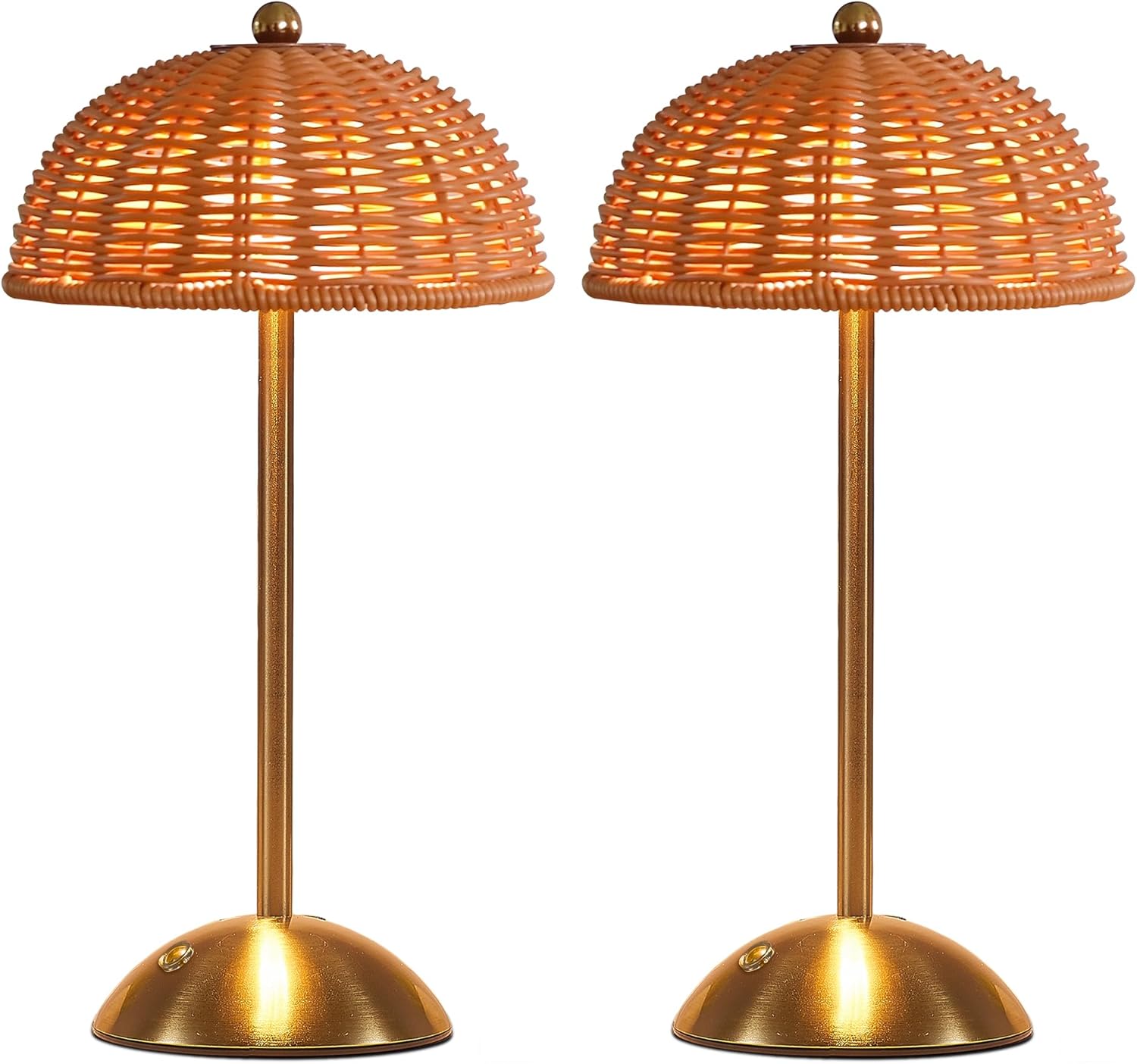 2 Pack Rattan Boho Table Lamp,Small Wicker Night Light,3 Color Temperature Touch Control Bedside Lamps,LED Rechargeable Reading Lights Home Bedroom Living Room Restaurant Decor Ambient Lighting (2)