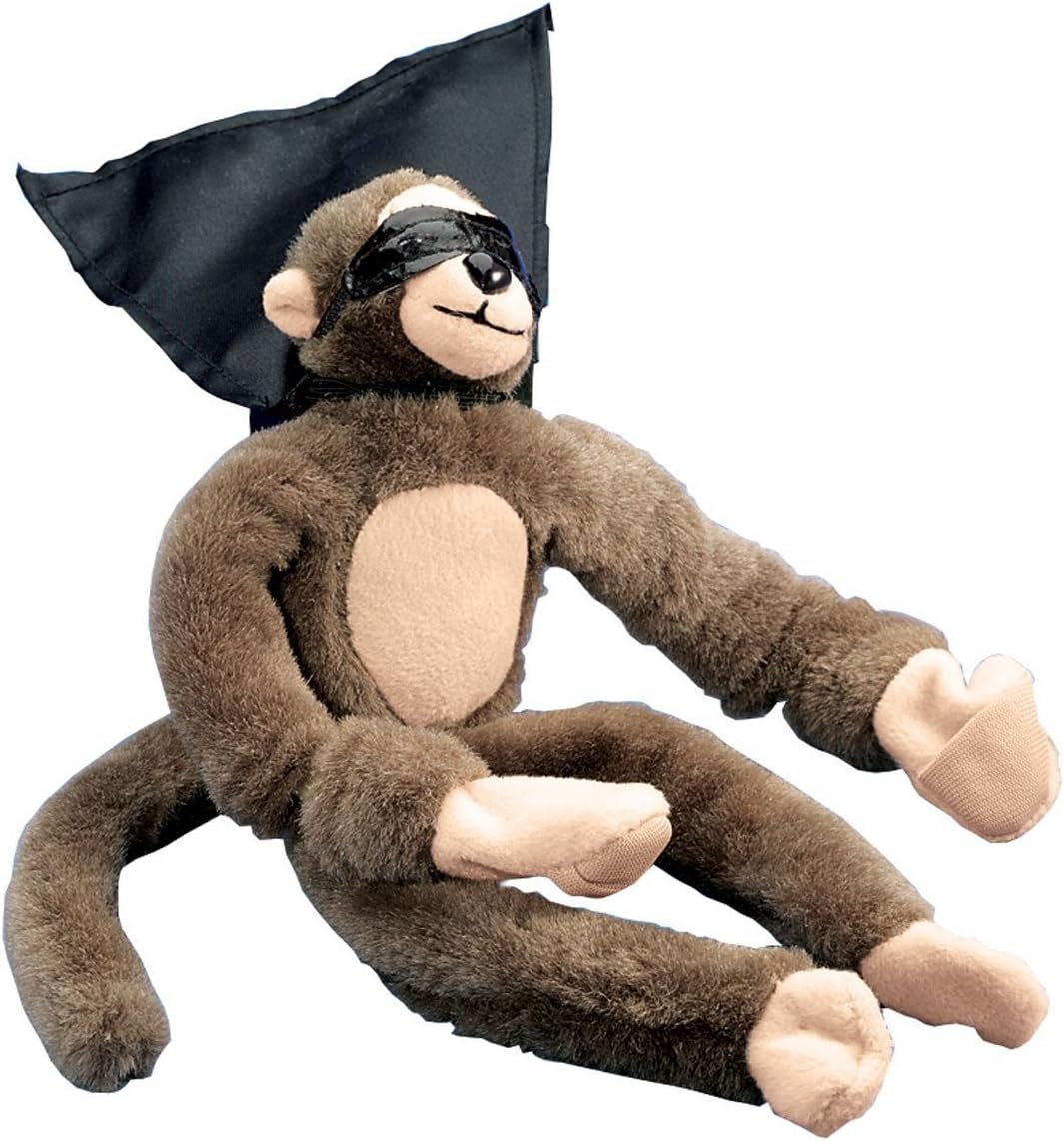 Playmaker Toys - Flying Screaming Flingshot Slingshot Animal Novelty Plush Doll Toy, Launches up to 50 Feet (Monkey)