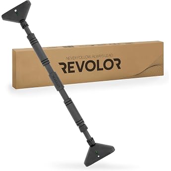 REVOLOR Pull-up bar door frame without drilling up to 300 kg with spirit | Pull up bar, double gear lock, anti-slip pads, adj