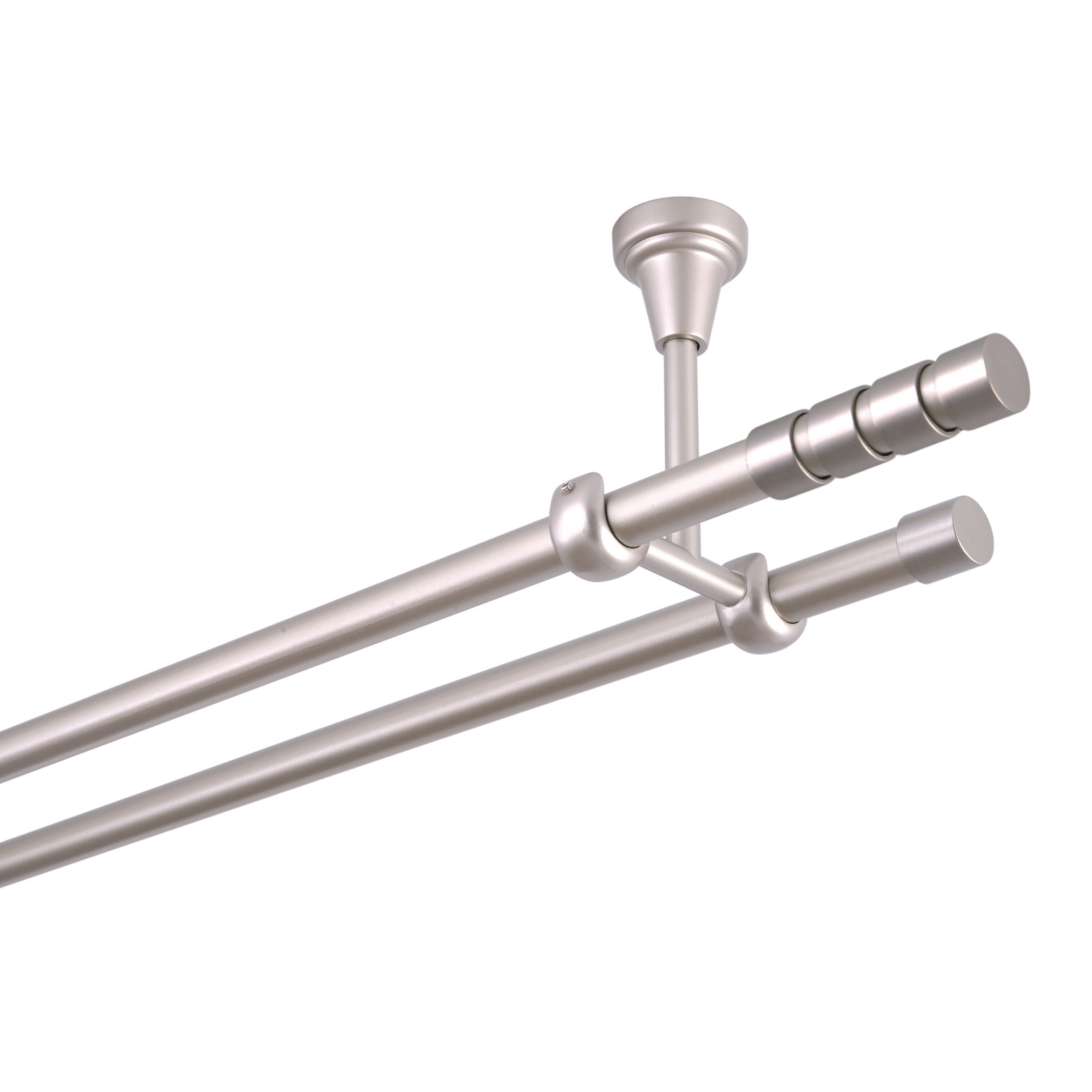 Tringle à rideaux 16 mm 2 voies Fixation au plafond Chrome mat Métal neuf (180)