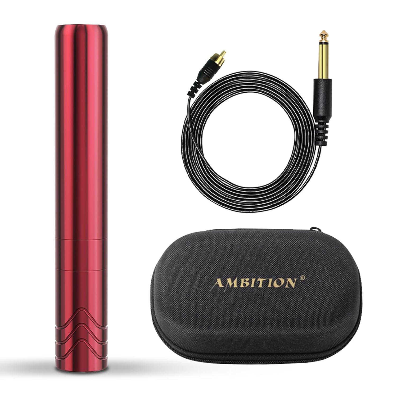 Ambition Rotary Tattoo Machine with 2.5mm Stroke Coreless Motor Slim Short Permanent Makeup Tattoo Gun Professional Cartridge Pen with RCA Cord for Eyebrow Eyeliner Lips SMP