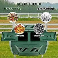 Vista 4 de Goplus Contenedor de compostaje giratorio, barril de compost de 43 galones con cámara doble, compostador de tambor con puerta corrediza, guantes