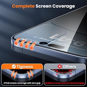 Tigowos 2-Packs for iPhone 17 Pro Privacy Screen Protector,28Anti-spy,Double Shatterproof Tempered Glass,9H+ Hardness,99.99% HD Clear,Full Coverage,Bubble Free,Easy Installation