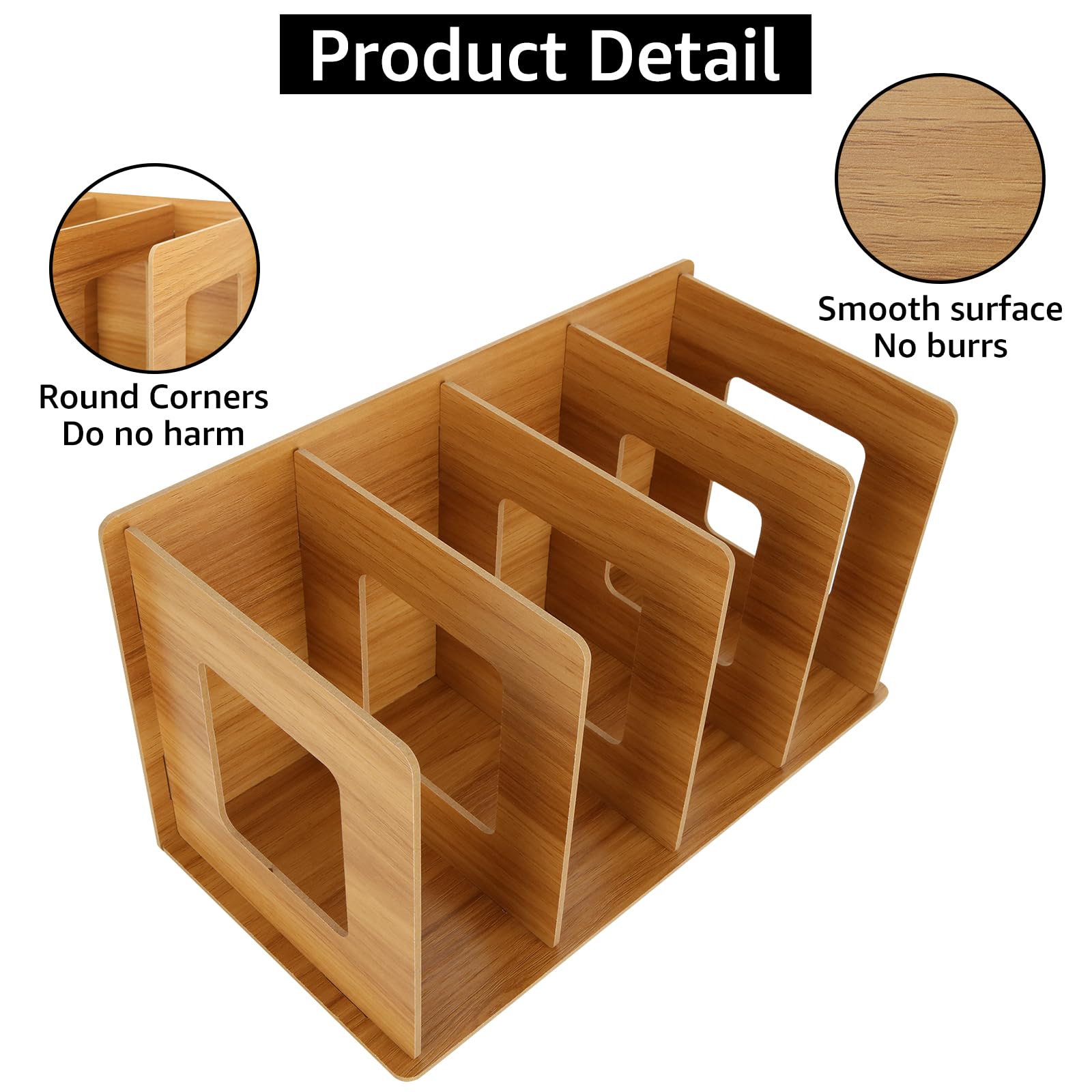 4 estantes de madera para CD, 30 x 17 x 15 cm, estante de CD de escritorio con 4 secciones, estantes de almacenamiento de discos LP fáciles de montar, estantes de almacenamiento de CD de madera
