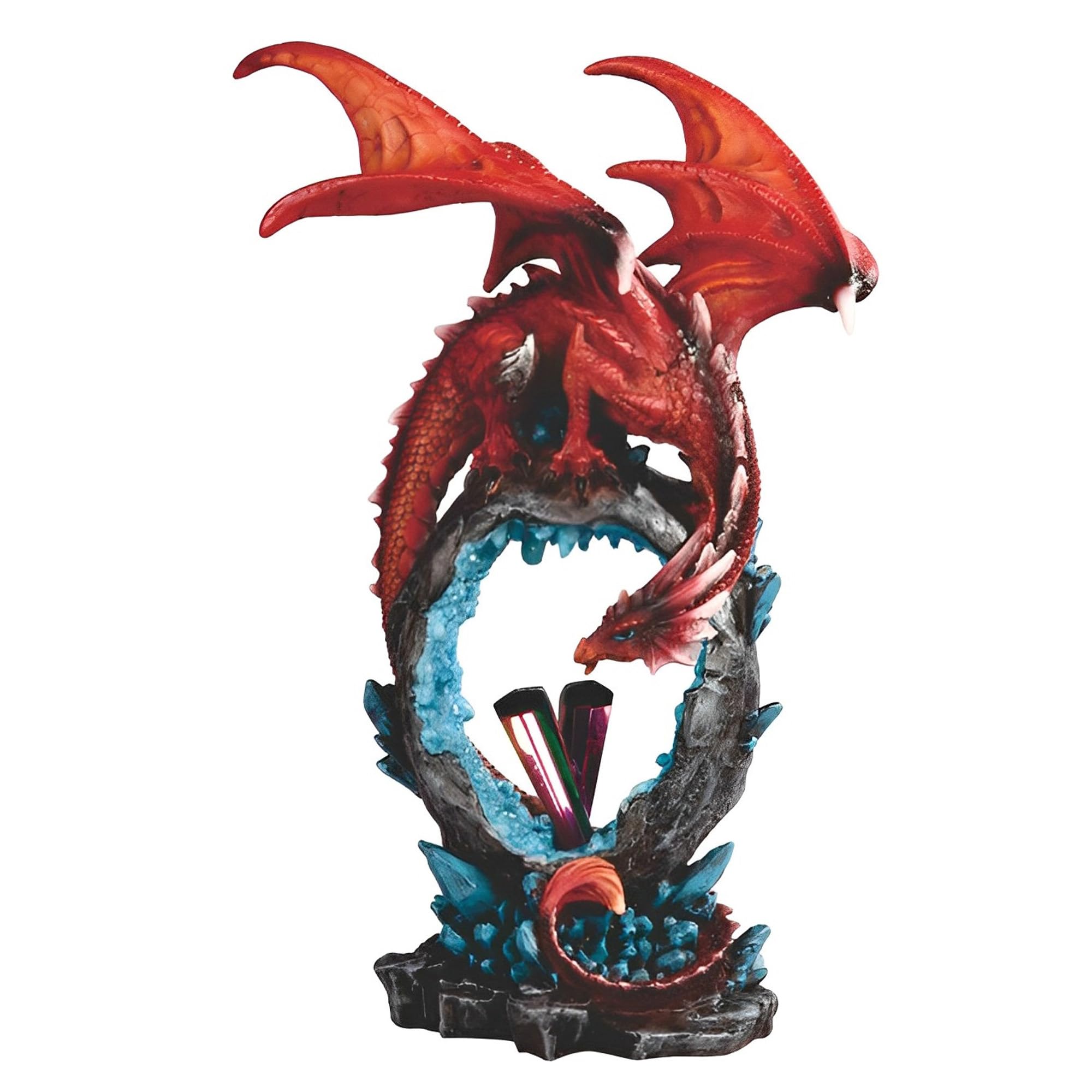 Figurine dragon rouge de 26,7 cm, décor de table aux reflets colorés