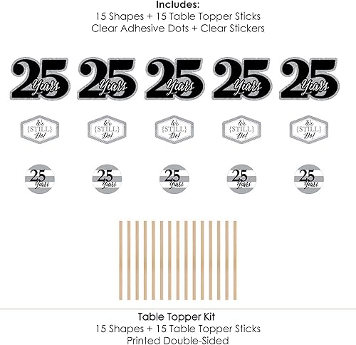 Miniatura 6 de Big Dot of Happiness We Still Do - Juego de 15 palos de centro de mesa para fiesta de aniversario 25 aniversario de boda