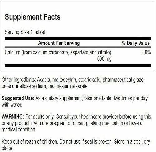 Miniatura 2 de Swanson Calcio (carbonato aspartato y citrato) 500 miligramos 100 tabletas