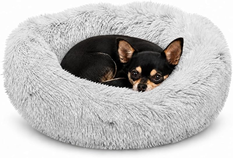 Cama Redonda para Gatos e Cães Pequenos com Pelúcia Macia Whiskers & Friends, BED_PARENT, 50,8 x 50,8 x 15,24 cm