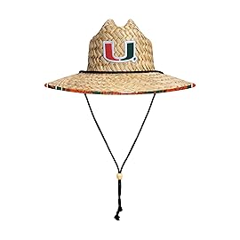 FOCO Mens NCAA College Team Logo Floral Lifeguard Beach Straw Sun Hat, Team Logo