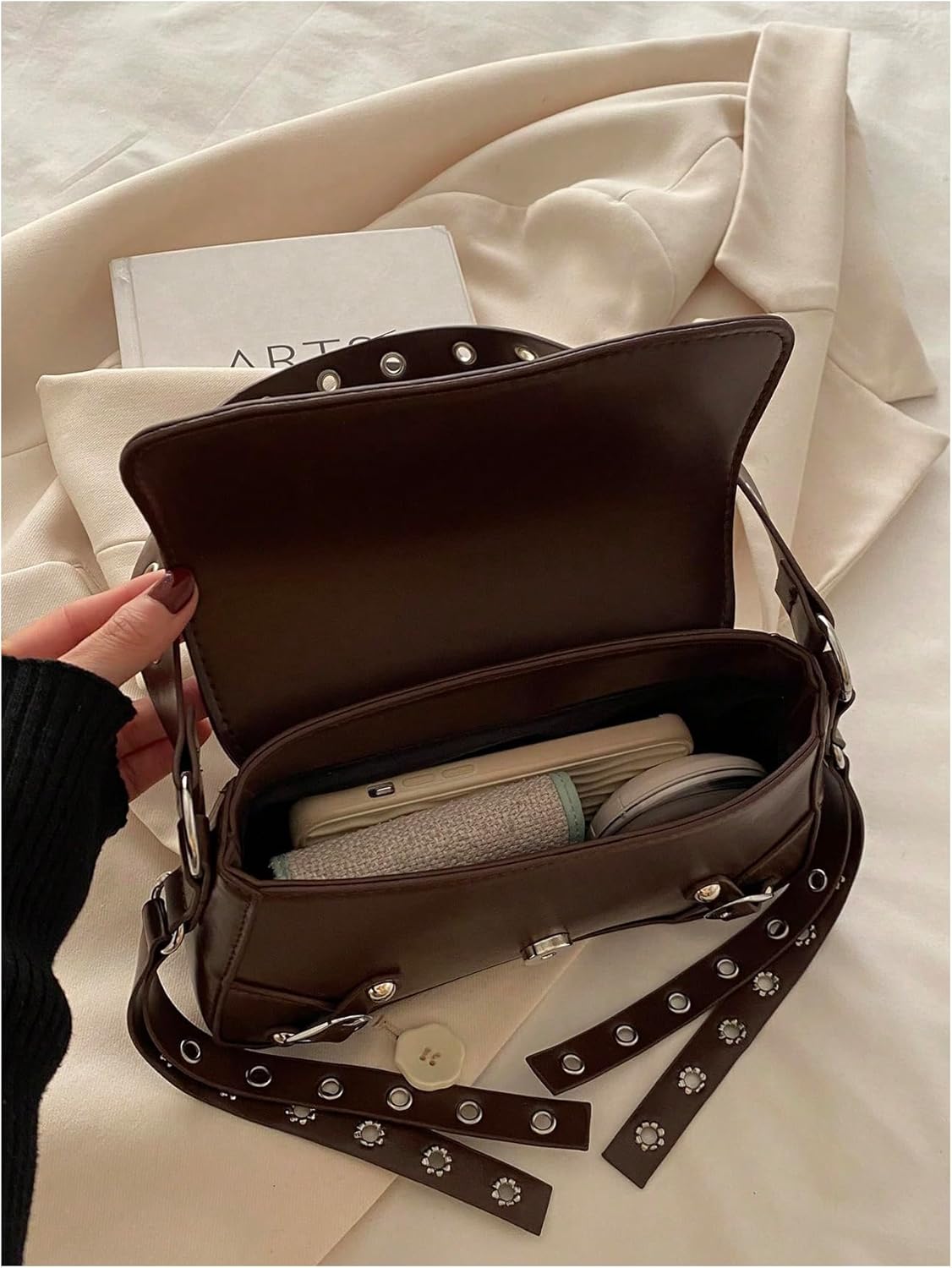 GORGLITTER Women's Y2k Purse Studded Shoulder Bags PU Leather Clutch Small Purse - Image 3