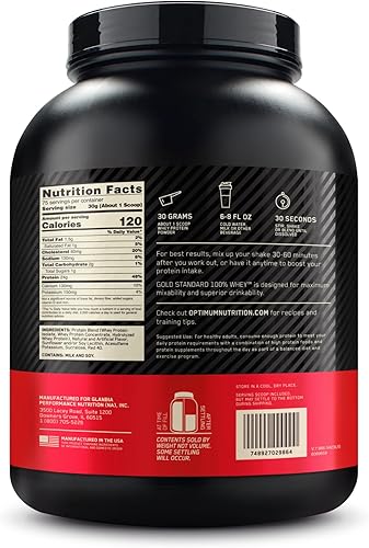 Vista 287 de Optimum Nutrition Estándar dorado 100% Proteína de Suero de Leche en Polvo, Pie de lima, 1.8 Libra