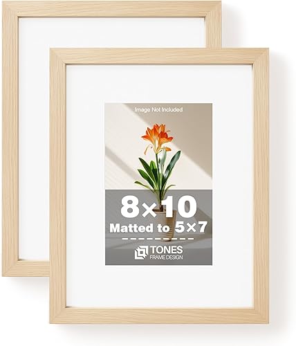 Vista 33 de Marco de Fotos de 5x7 Enmarcado para 4x6 Acabado de Chapa de Madera Natural Marco de Fotos de Madera de 5 x 7 con Plexiglás Marco de Fotos de 5 por