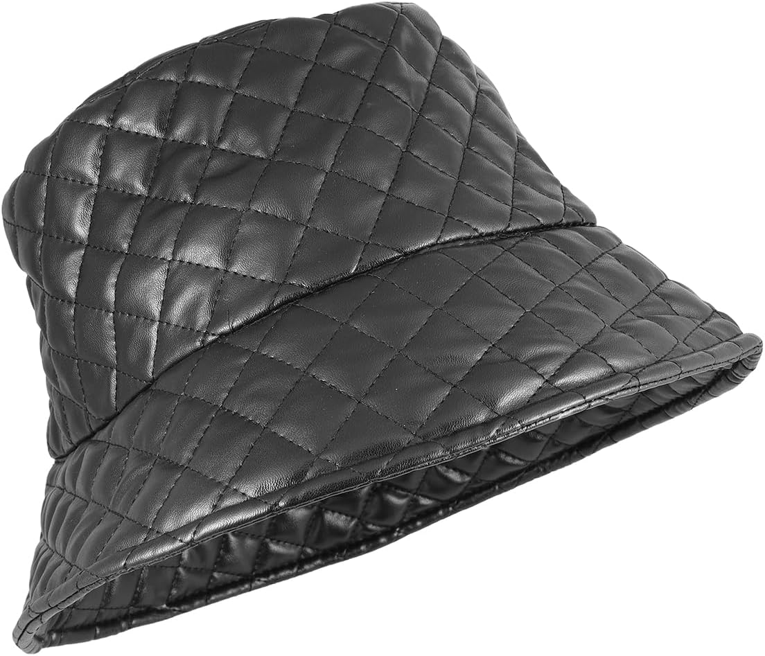 Eigso Retro Leather Bucket Hat for Women Men Fashion Simplicity Outdoor Fisherman Hat for Woman Man