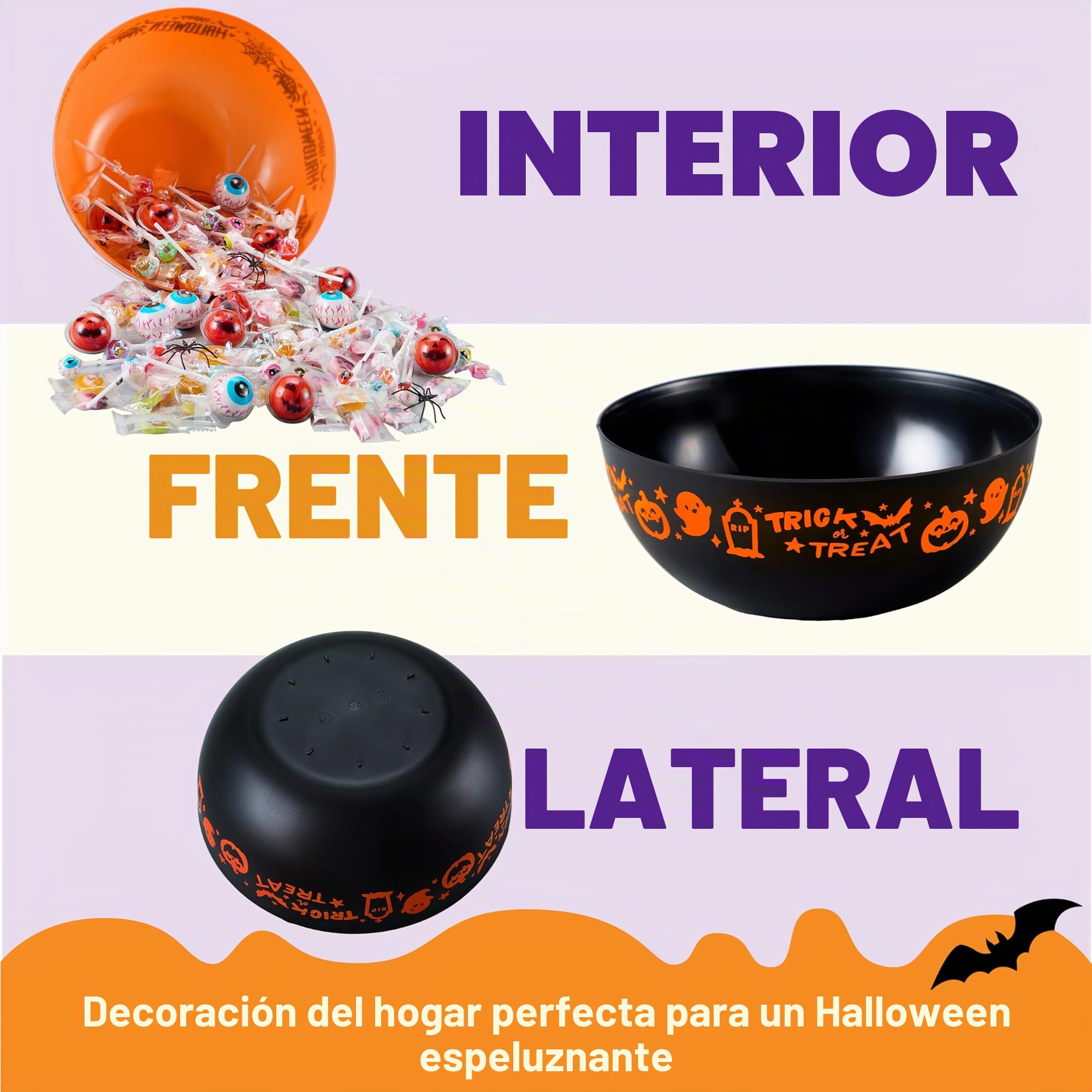 JOYIN 3 cestas de dulces de Halloween y cubos para servir para recuerdos de fiesta, accesorios