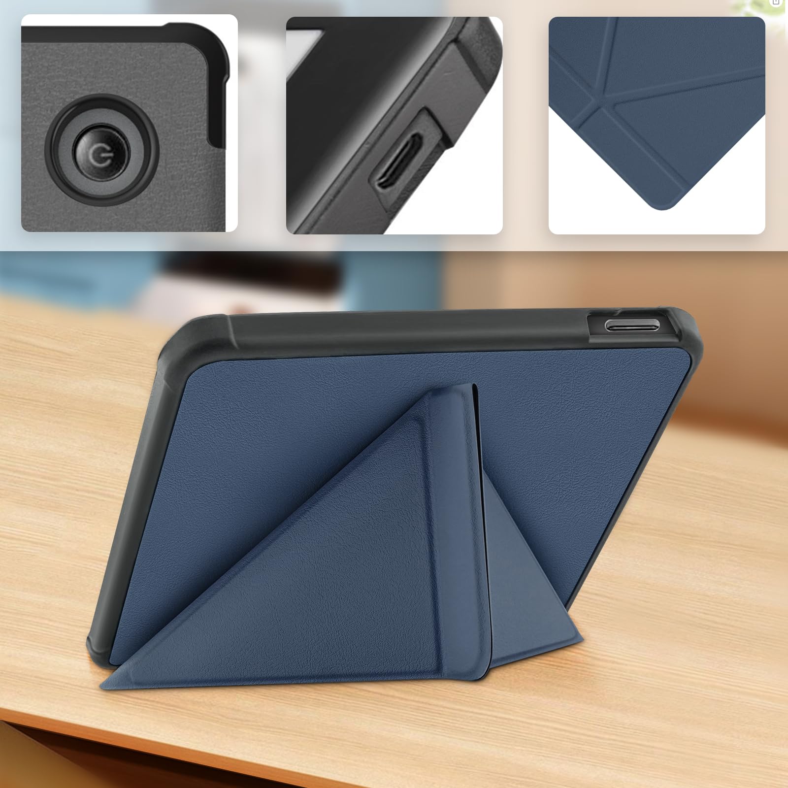 Schutzhülle kompatibel mit Kobo Libra Color (2024) und Kobo Libra 2 (2021) E-Reader, inklusive Displayschutzfolie, Premium-PU-Lederbezug mit automatischer Schlaf-/Wachfunktion