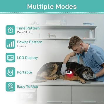 Red Light Therapy for Dogs - 12x 650 nm & 1 x808nm Infrared Red Light Therapy Vet Device, Portable Therapy Device for Pain Relief Arthritis, Spinal, Promote Blood Circulation