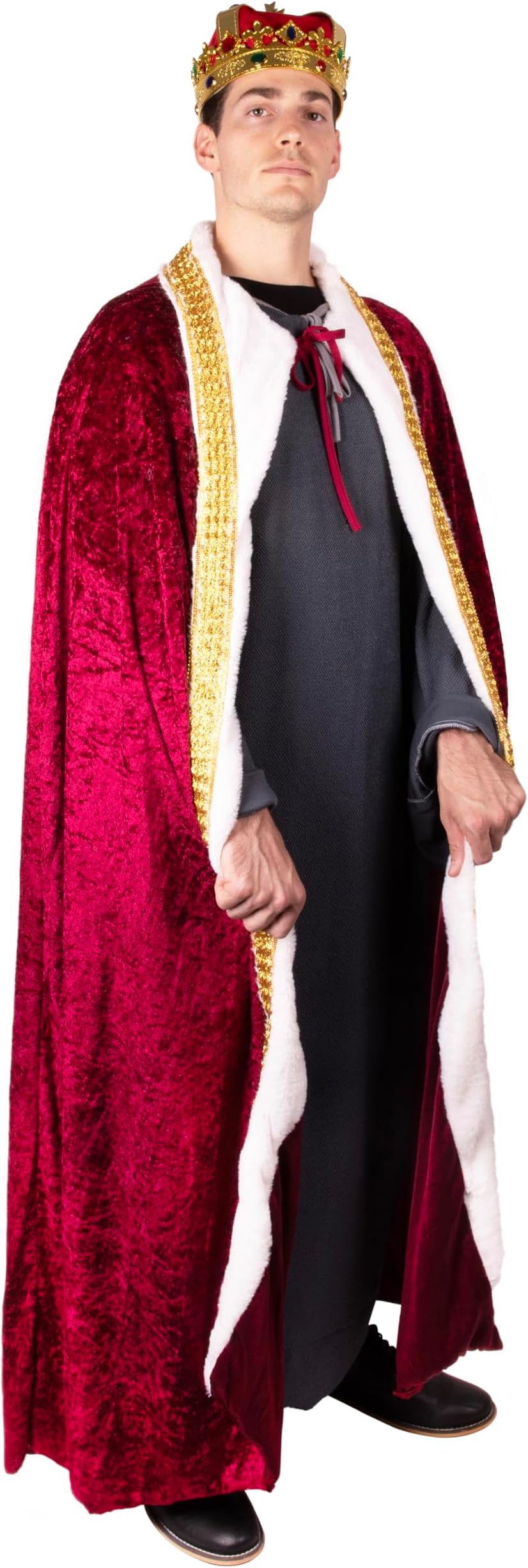 Kangaroo Red King Costume Mens Robe for Adults – Royal Prince Costume Cape For Men - Medieval Full Length King Cloak For Adults Suitable for Christmas, Renaissance Festivals & New Year Parties