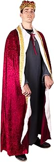 Red Velvet King Robe For Men - Kings Cape Costume Royal Outfit - Prince, Kings and Queen Costumes for Adults - Halloween Costume Cosplay Dressup Apparel